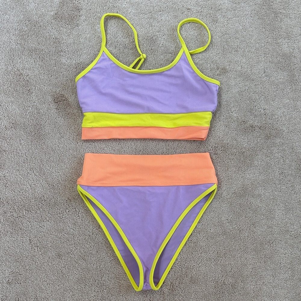 Beach Riot Peach and Lavender Bikini
